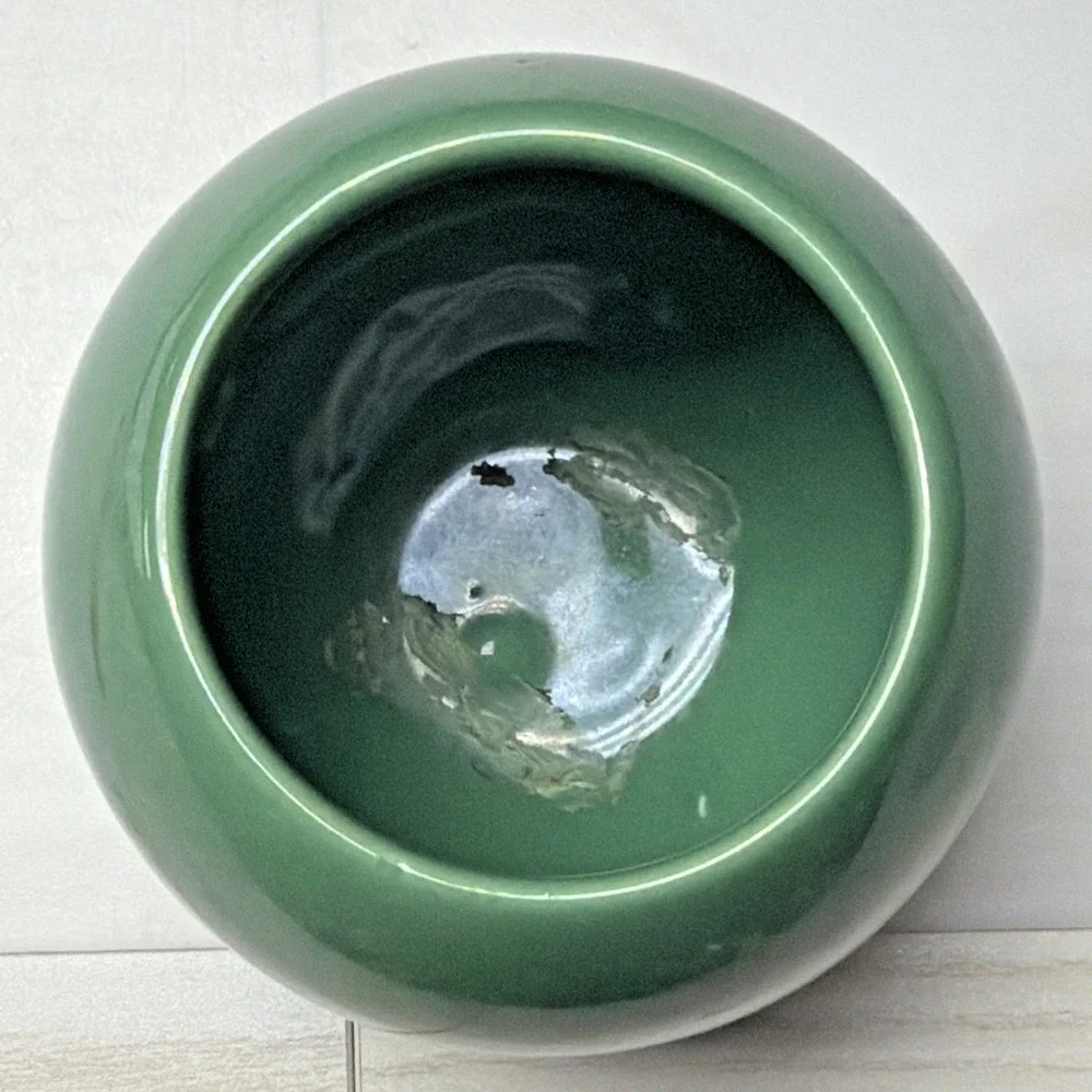 MCM Haeger Pottery Orb Spherical Ball Planter Vase As Is Green